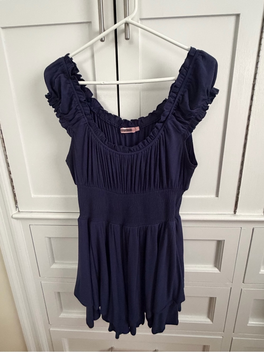 Vici Navy Ruffle-Trim Romper